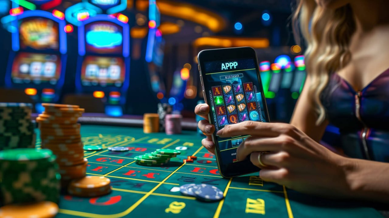 Antarmuka permainan dalam kantin slot dengan video dealer, chat, dan kontrol taruhan